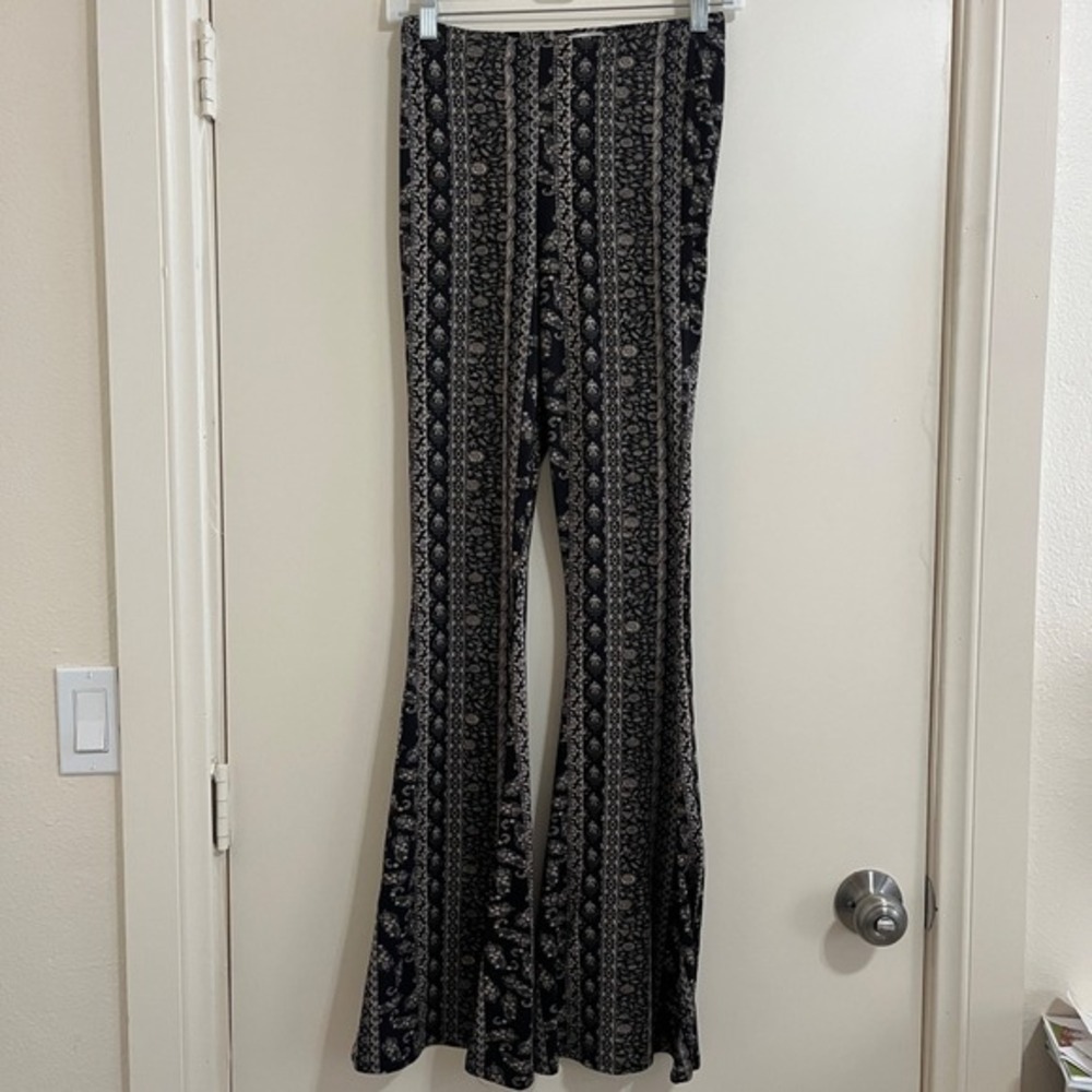 Y2K Floral Paisley Bell Bottoms Pants Small Flared Boho‎ Retro Disco Festival